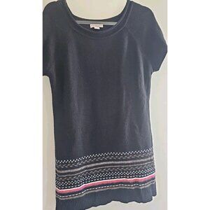 Finesse Women Black Knit Short Henley Sleeve Boho Lagenlook Tunic Sz 2XL